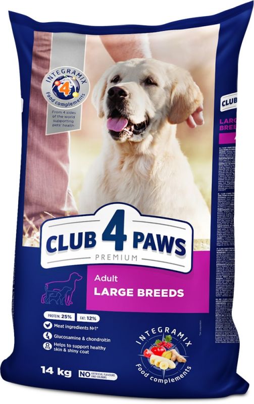 Сухой корм для взрослых собак Club 4 paws для крупных пород